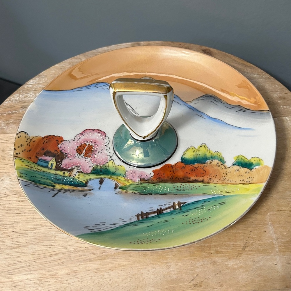 VINTAGE- RARE Chikaramachi Hand Painted Serving Dish 8”